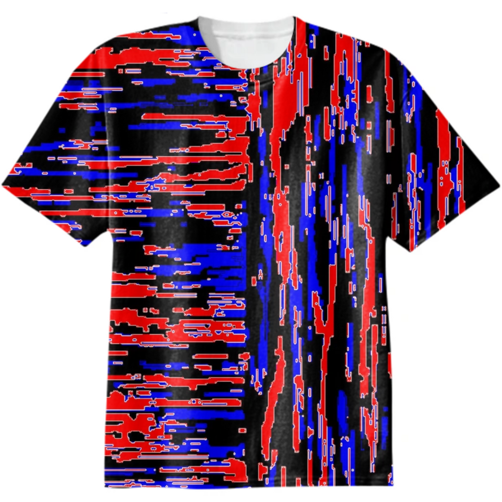 red blue lengthwise cross