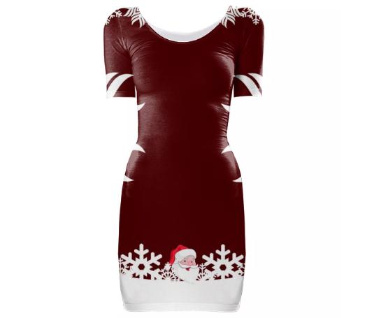 SANTA CLAUS SNOWFLAKE CHRISTMAS BODYCON DRESS