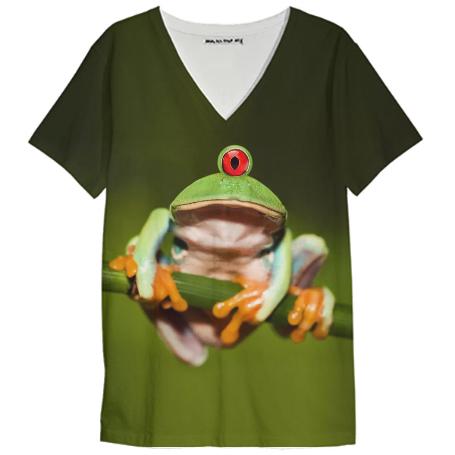 Funny Conceptual Cyclopic Frog V Neck Shirt