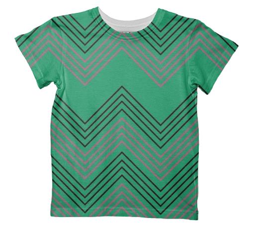 Designers t shirt Elegant green with DESIGN STRIPES