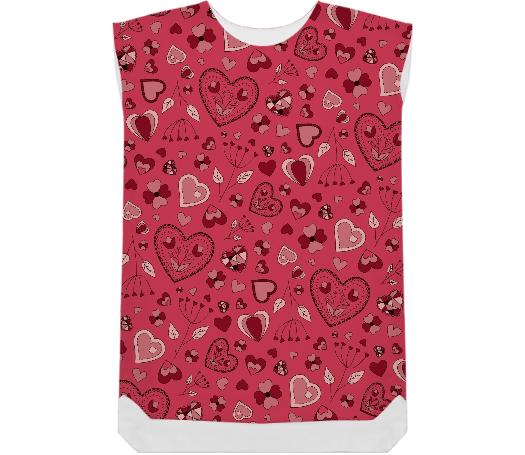 Pink hearts and flowers shift dress