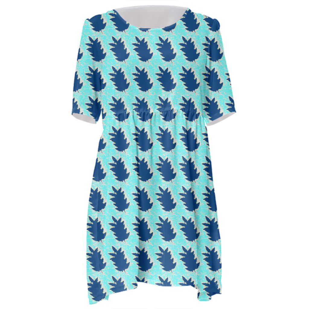 Ice Navy Leaf Dress