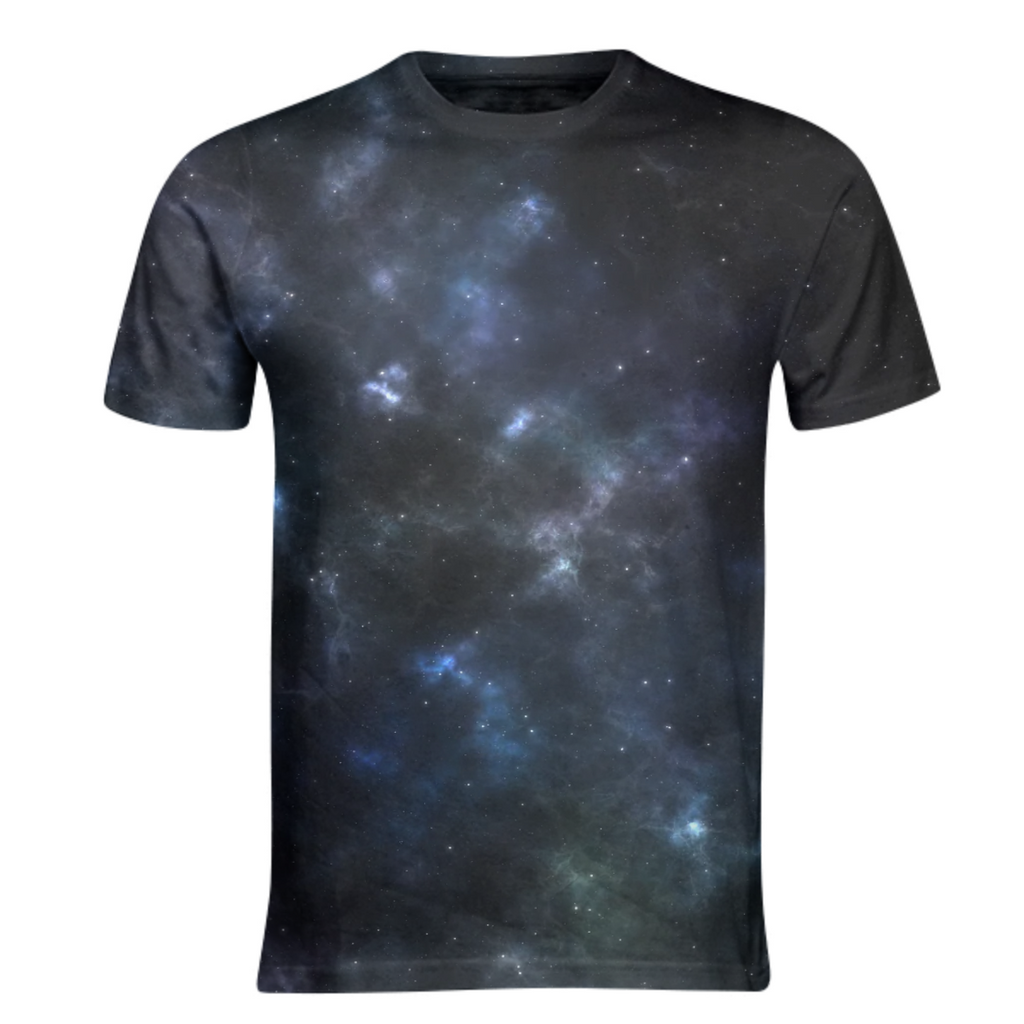 Colorful and magical, aesthetic nebula universe design blue shirt