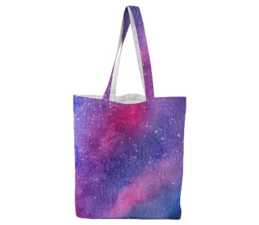 Violet galaxy tote bag