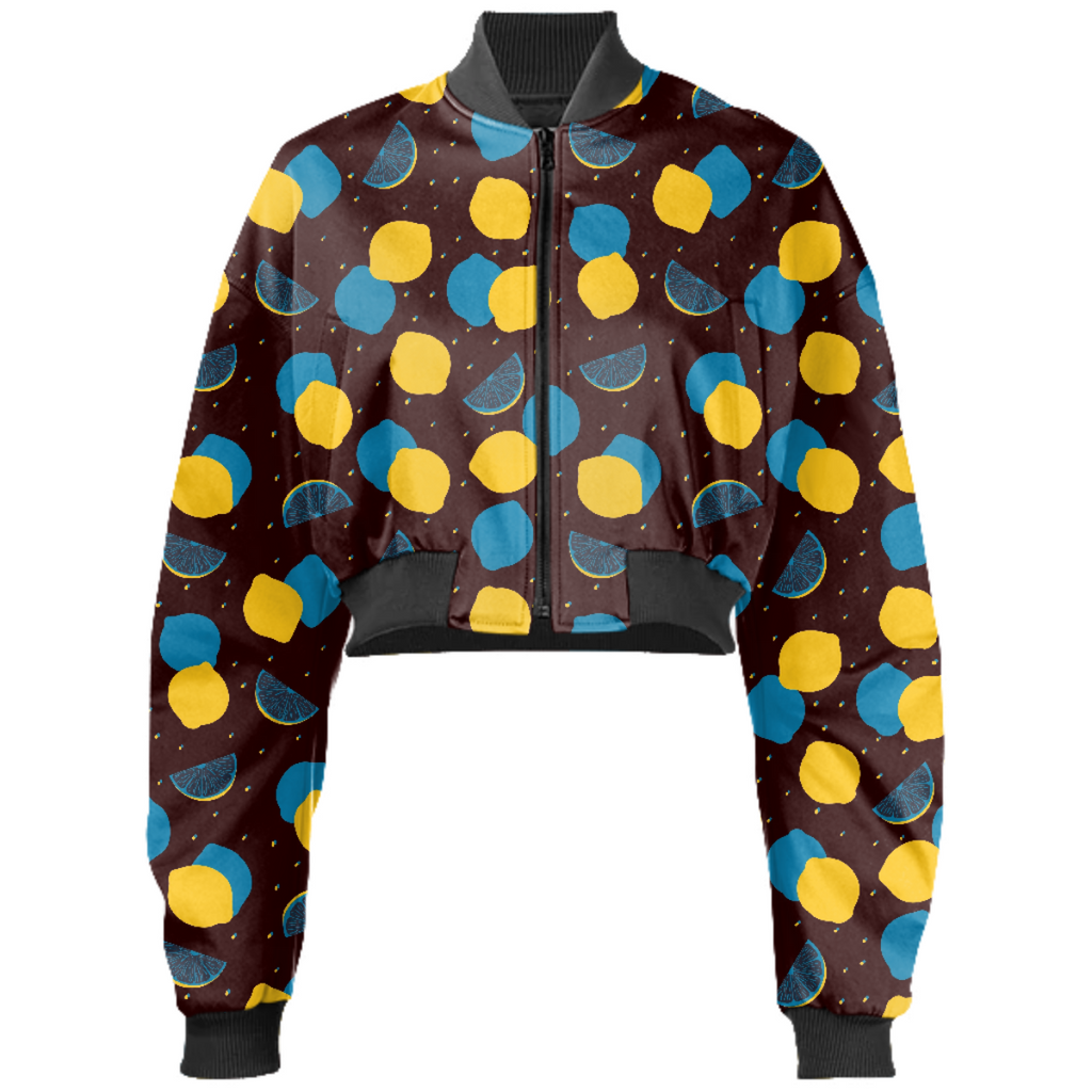 Blue Shadowed Lime Gabriel Held Cropped Bomber Jacket