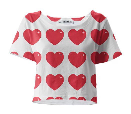 Heart Attack Crop Top Repeat Med White