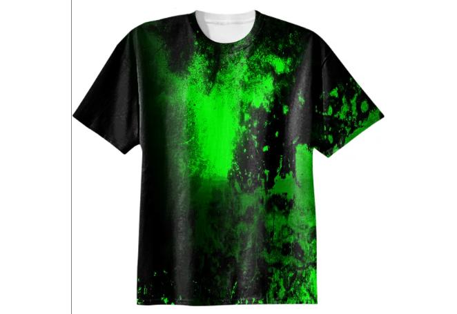 Toxic Green Grime Grunge Cotton T Shirt