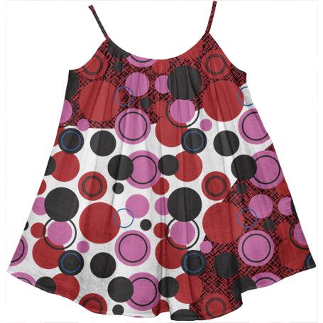 Pink Red Blue and Black Polka Dots Dress