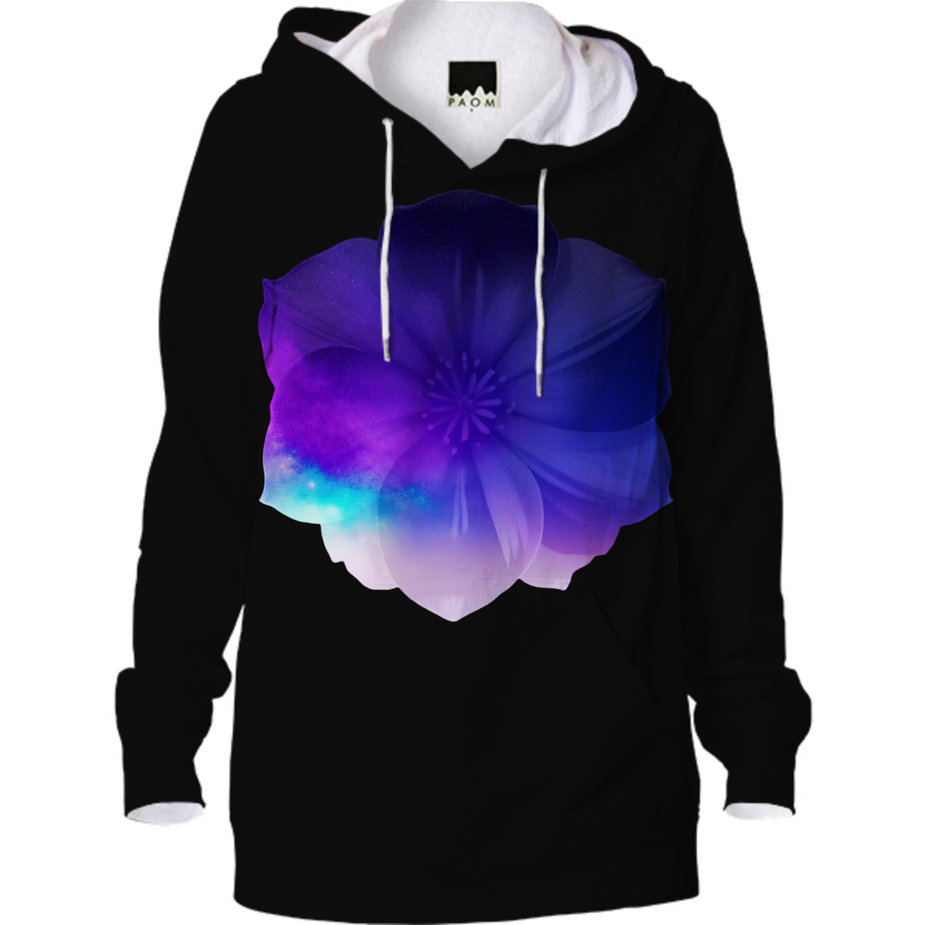 Purple blue pink flower on black