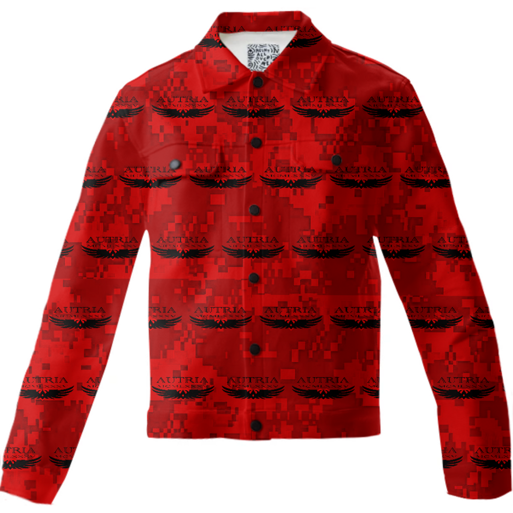 Autria Logo Fatigue Red Denim Jean Jacket