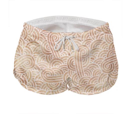 Iced coffee and white swirls doodles Mens Short Shorts
