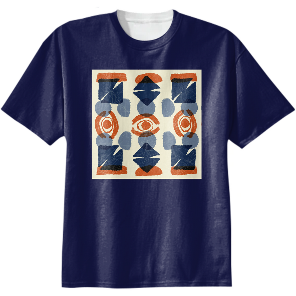 Mid century modern rust and blue graphic