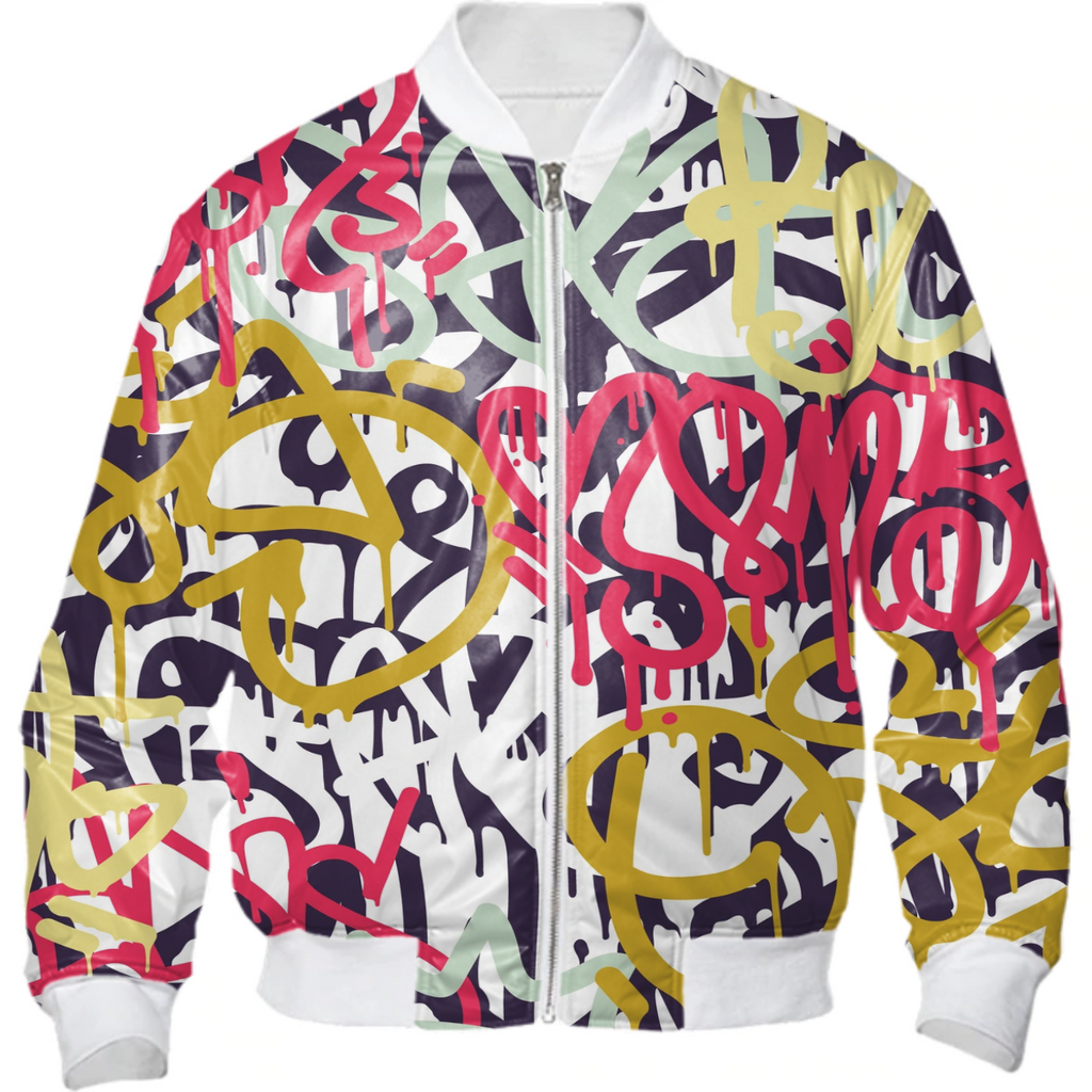 BKBG GRAFITTI PRINT BOMBER JACKET PINK/GOLD