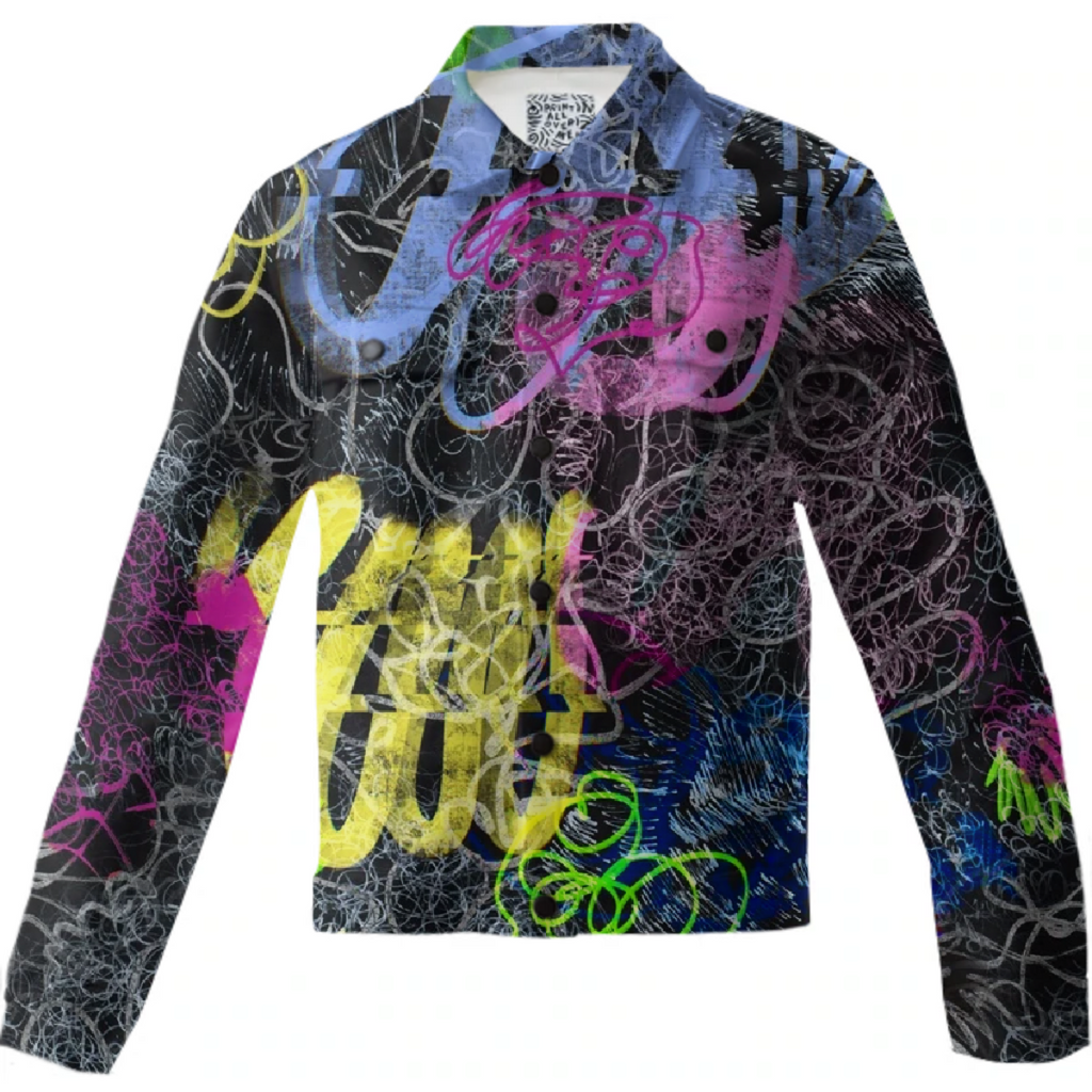 Neon graffiti scratched with distorted scribbles with glitch effect on dark background