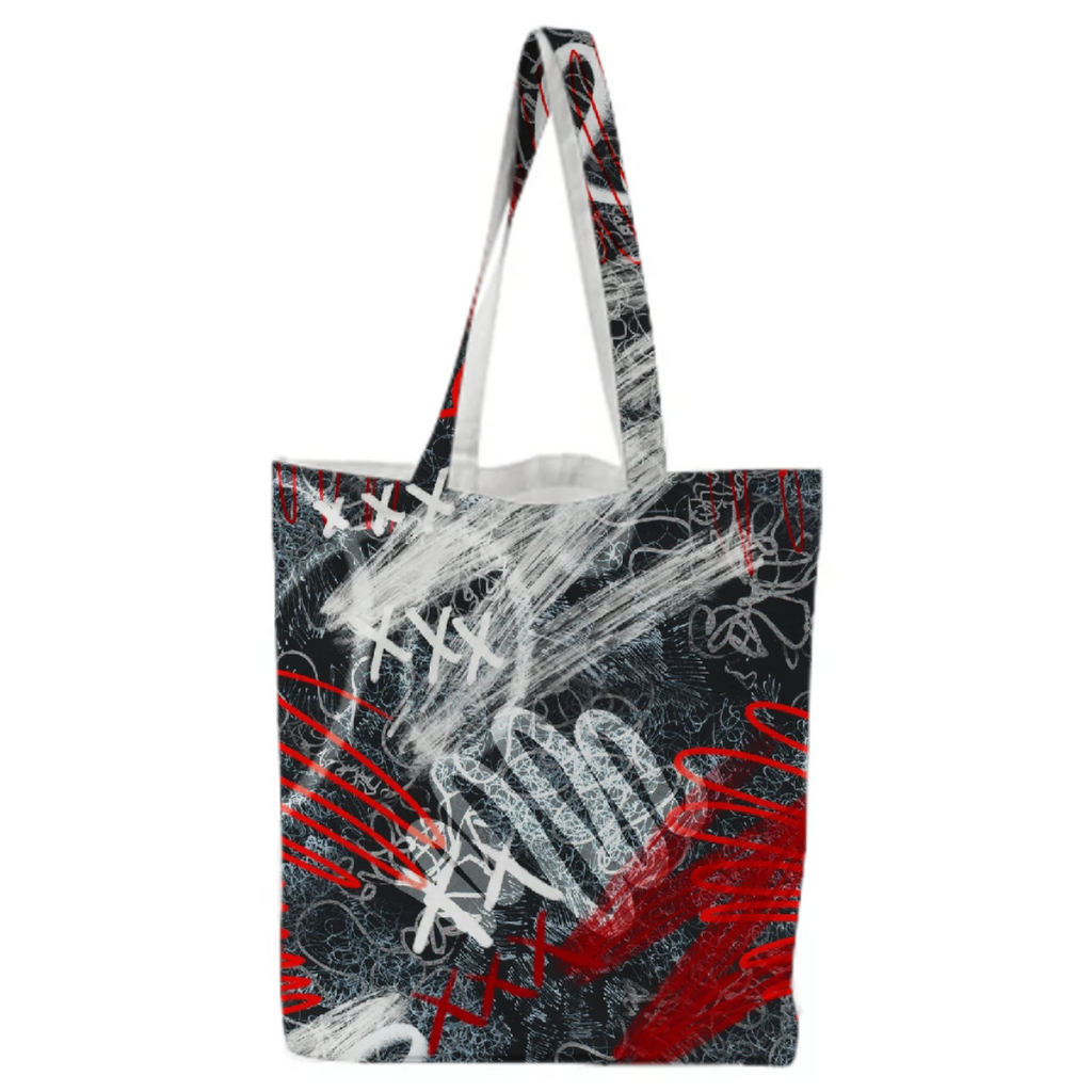 Red-black pattern in trash polka style with scribbles