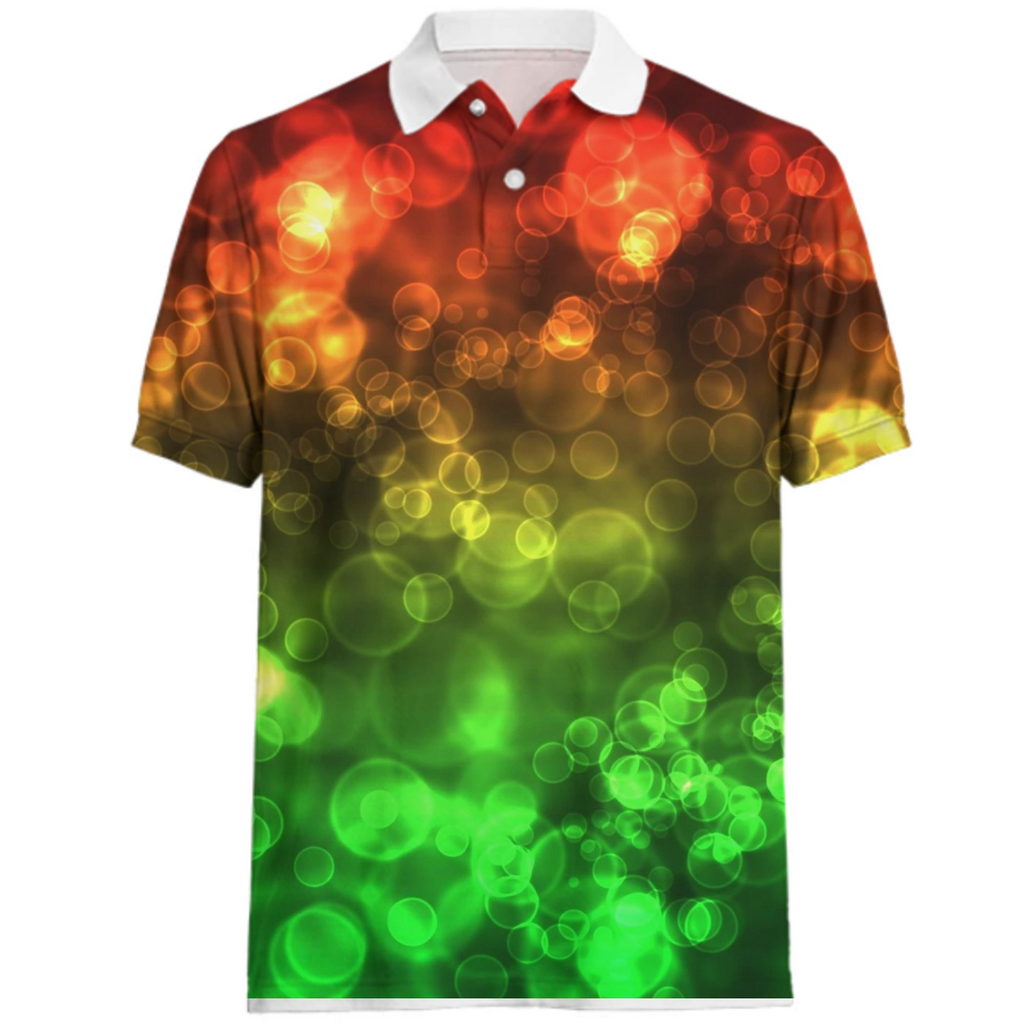 Red Green Bokeh Polo Shirt