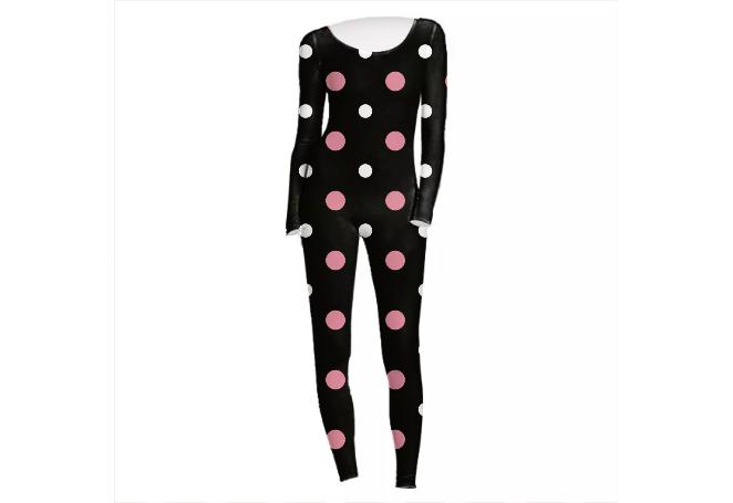 black with pink and white dots