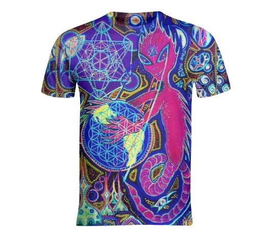 PlanET shirt printed all over from original painting by Humo 3D UV acrylics on canvas 36x24