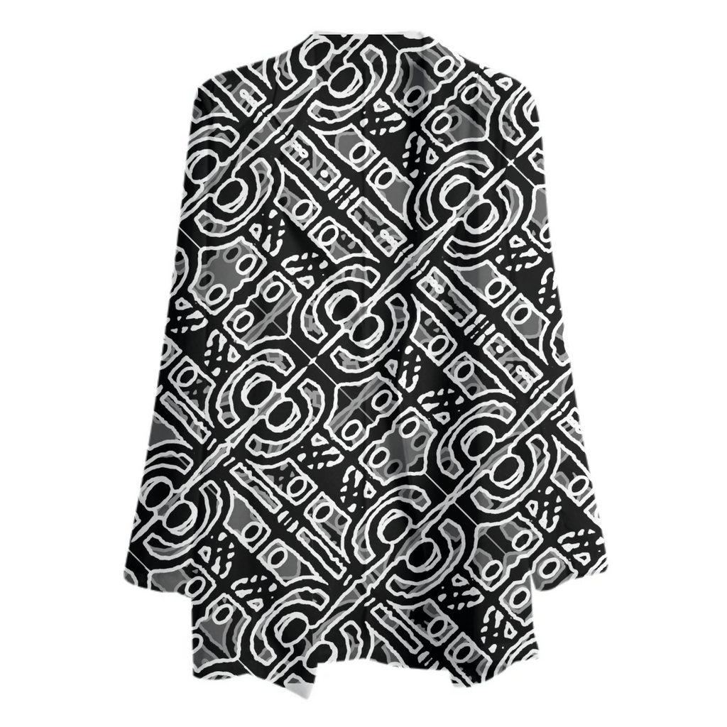 Linear Black and White Ethnic Print