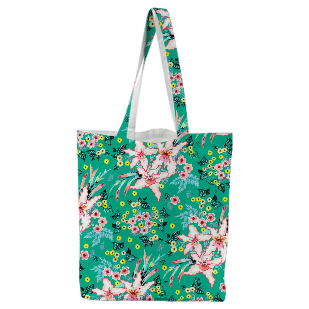 Tropical Lily pink and Teal Floral pattern