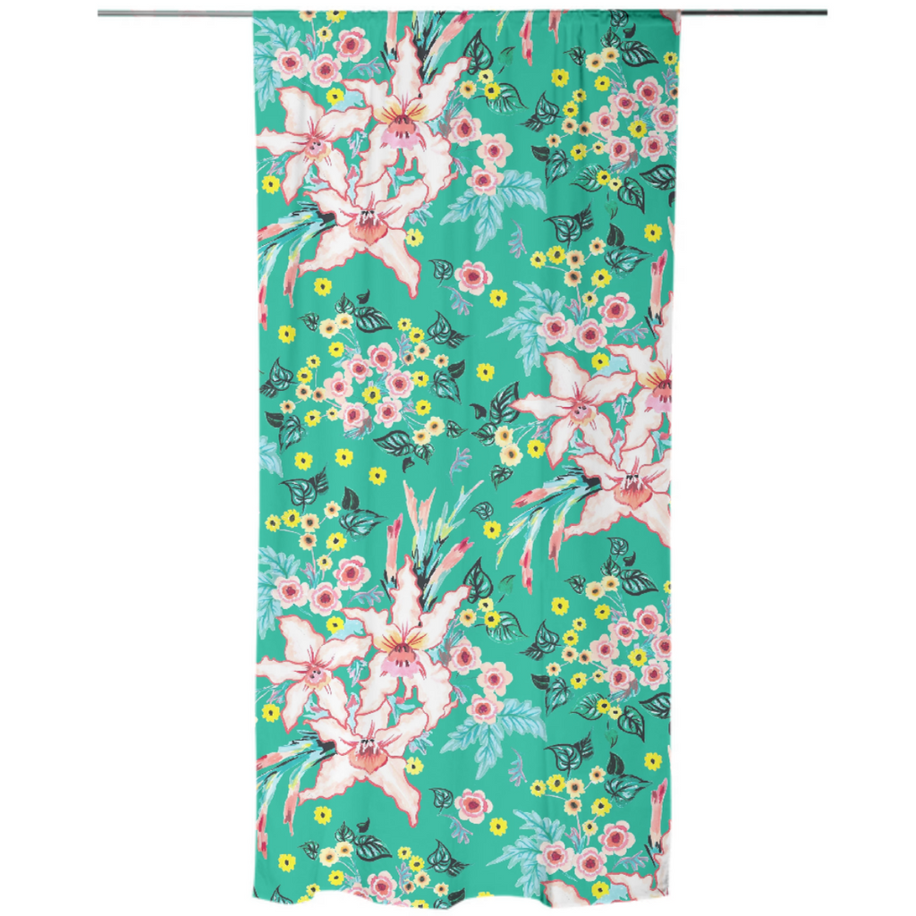 Tropical floral lilies and teal green