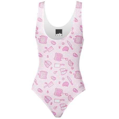 Sweet Yandere Pink One Piece Swimsuit