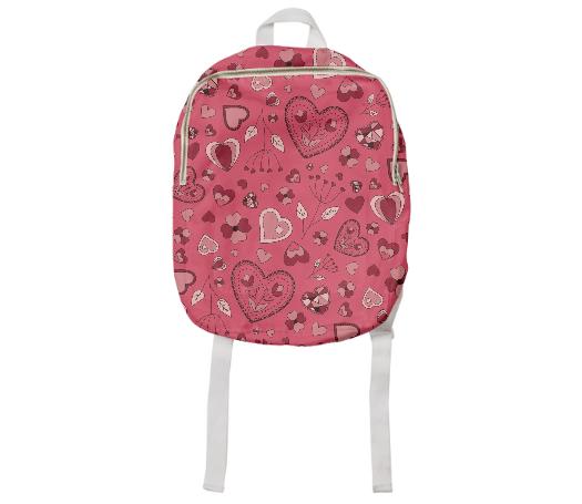 Pink flowers and hearts kids backpack