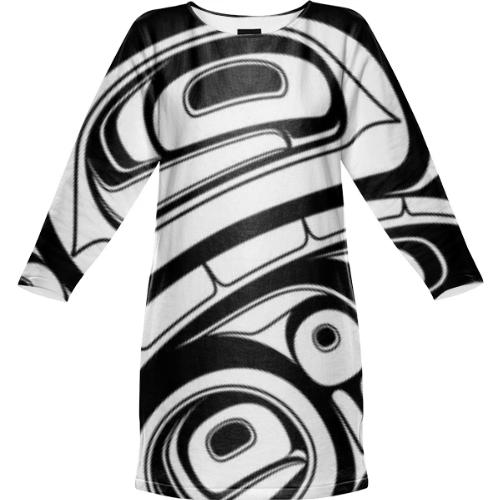 black white eagle sweater dress