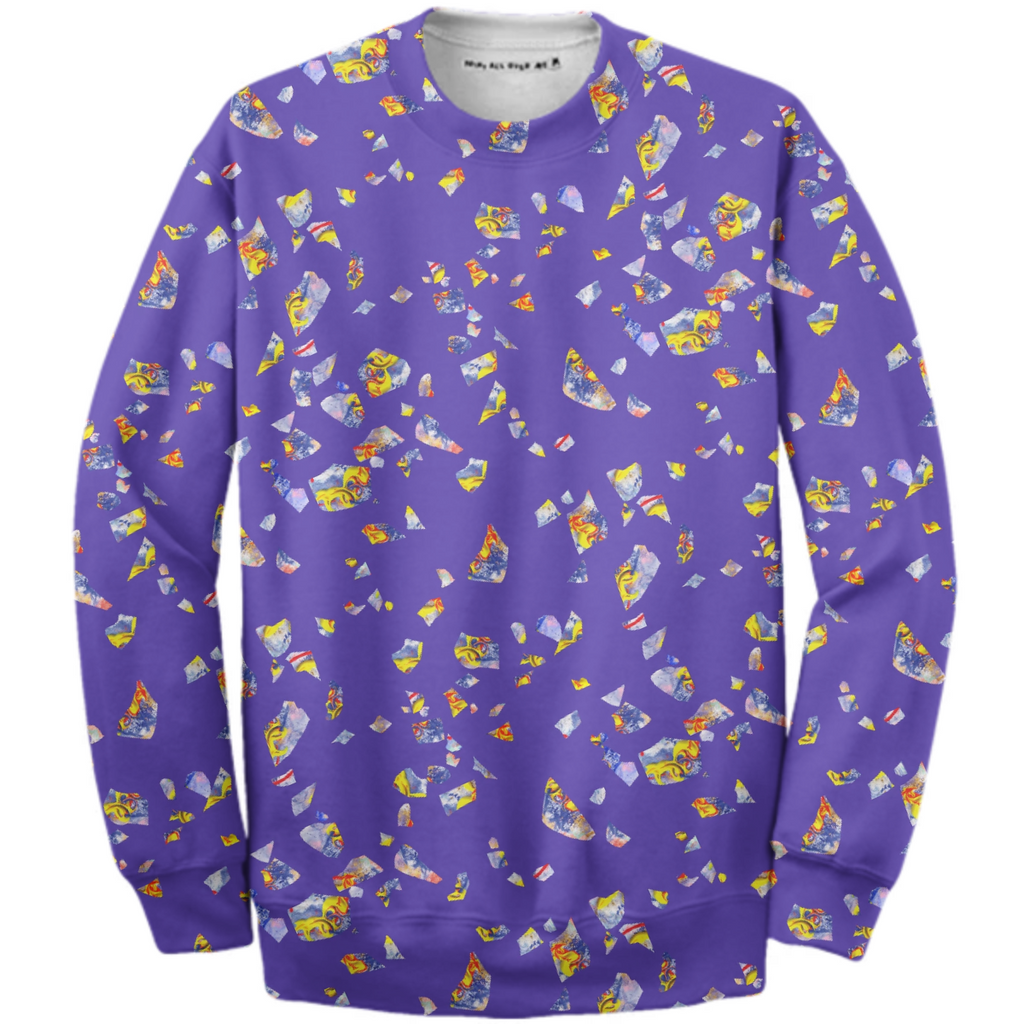 Hand-painted abstract terrazzo on purple blue