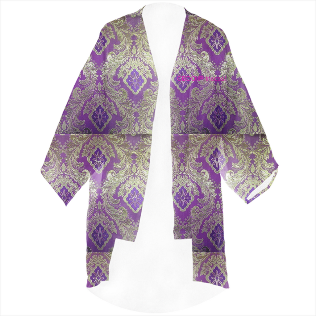 Purple & Gold Pattern!  Linen Kimono!  CBDOilPrincess!