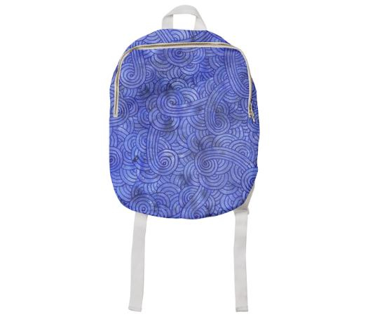 Royal blue swirls doodles Kids Backpack