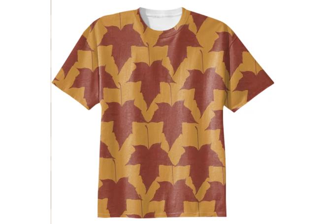 Red Leaves Cotton T Shirt