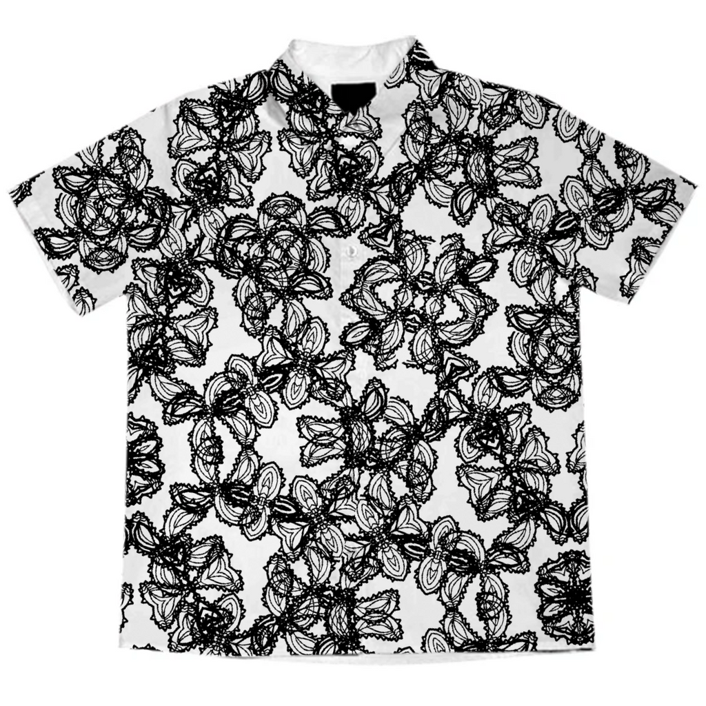 Stylized Botanical Motif Black and White Print