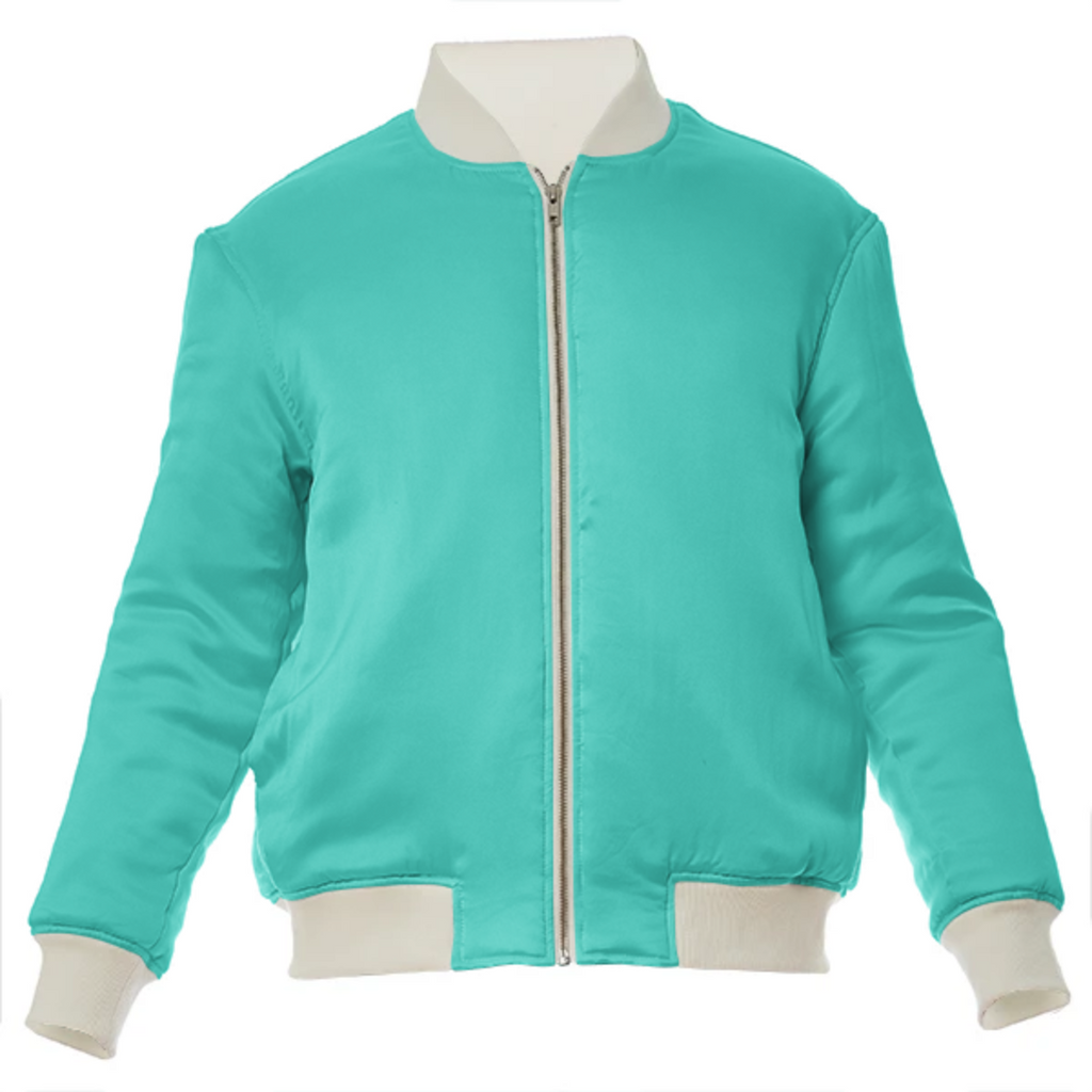 color turquoise VP silk bomber jacket