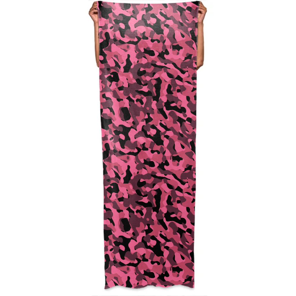 Pink and Black Camo Camouflage Pattern Wrap Scarf