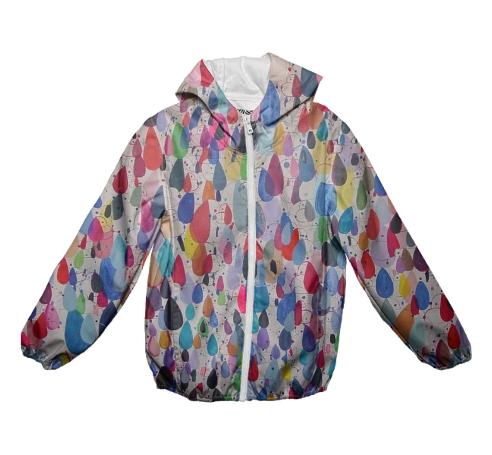 multicolor teardrop doggy kids rain jacket