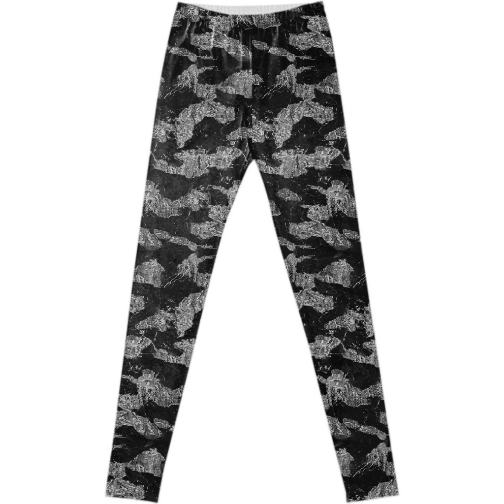 Black and White Camouflage Texture Print