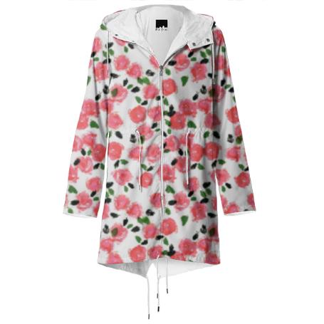 Abstract Rose Raincoat