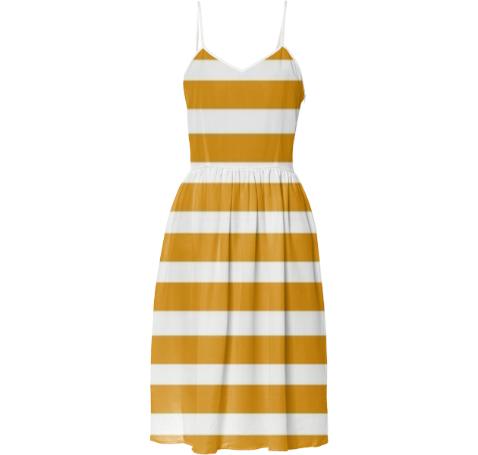 Designers Summer dress with Yellow 50s stripes