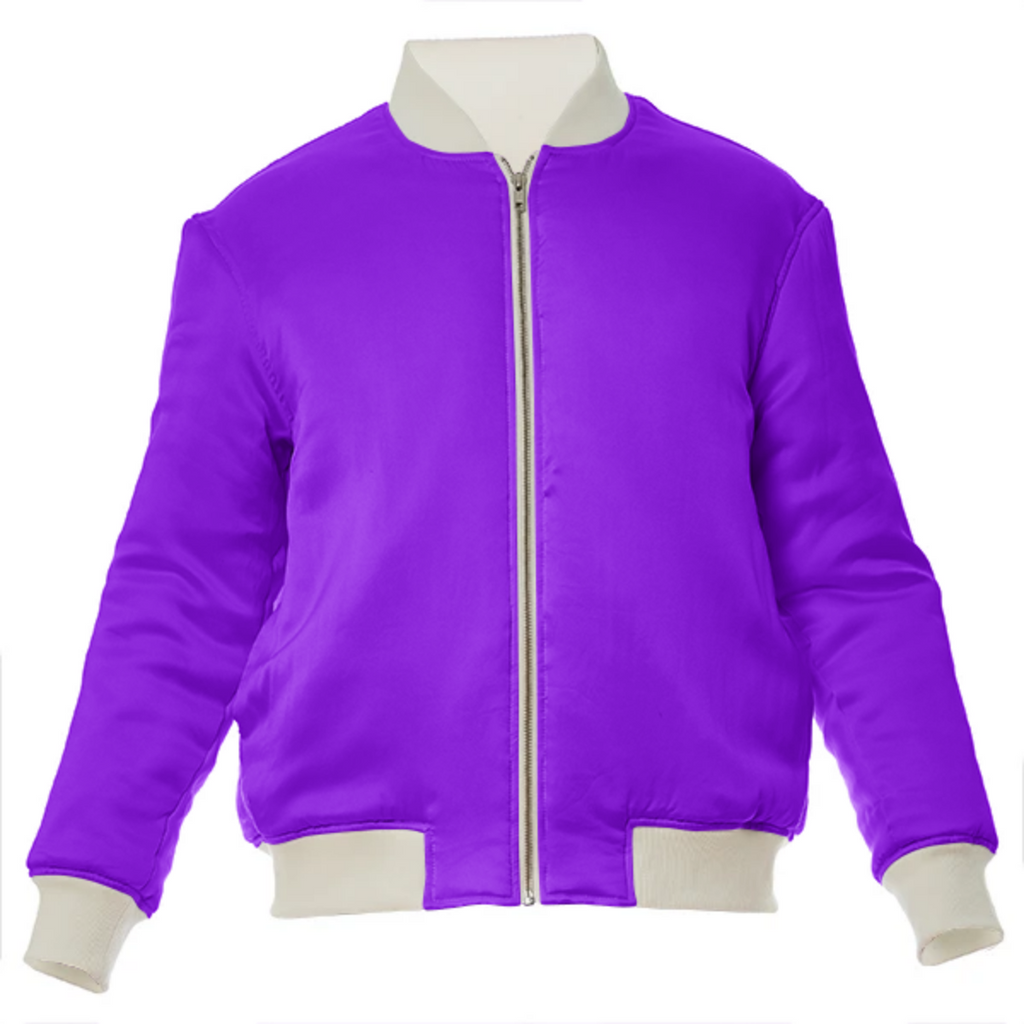 color electric violet VP silk bomber jacket