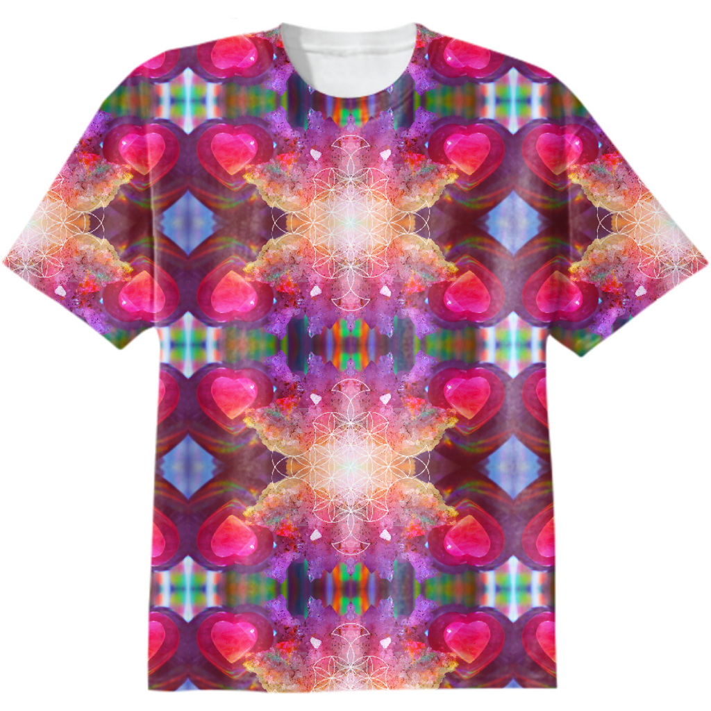 rainbow amethyst and rose quartz crystal rainbow mandala ~ cotton tshirt ~ design 03